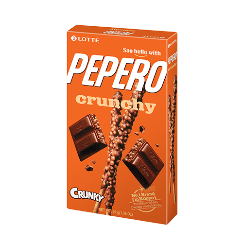 Pepero štapići s prelijevom, okus Crunchy čokolada 39g