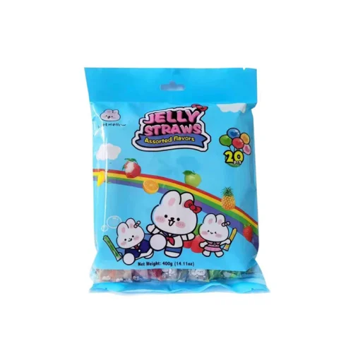 TXMM Jelly mix fruit Straws Assorted s 4 okusa (jagoda, grožđe, breskva, kokos) 400g