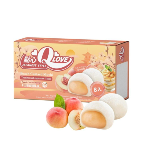 Qlove Premium mini mochi okus custard breskve 80g